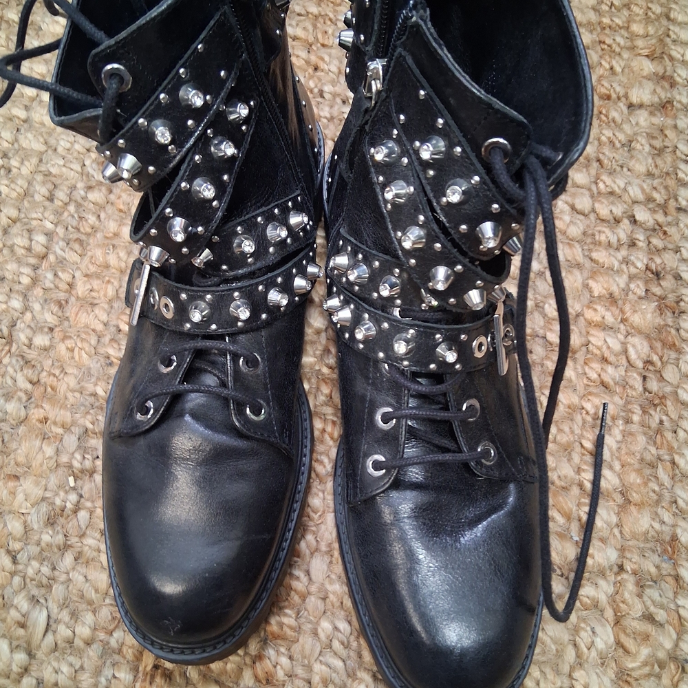 Zara Black Studded Ankle Boots